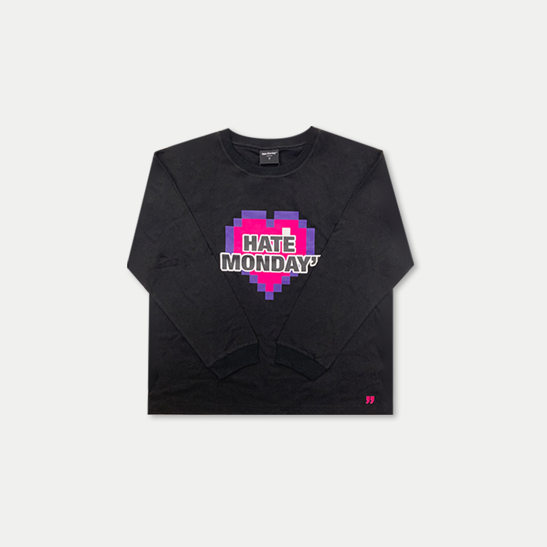 Hate Monday" - HM Piexl Heart L/S T-Shirt