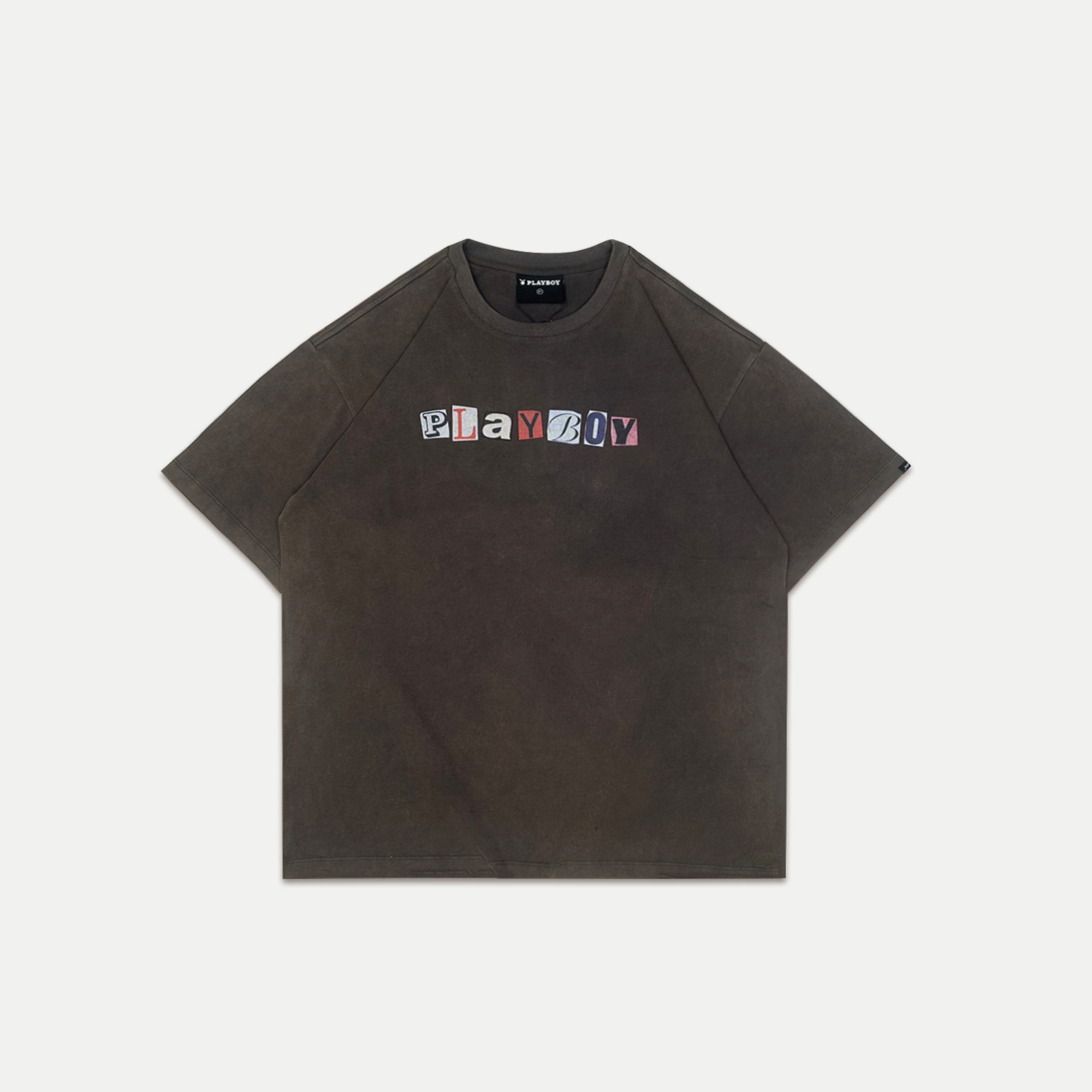 Washed Text  Box Oversized T-shirt