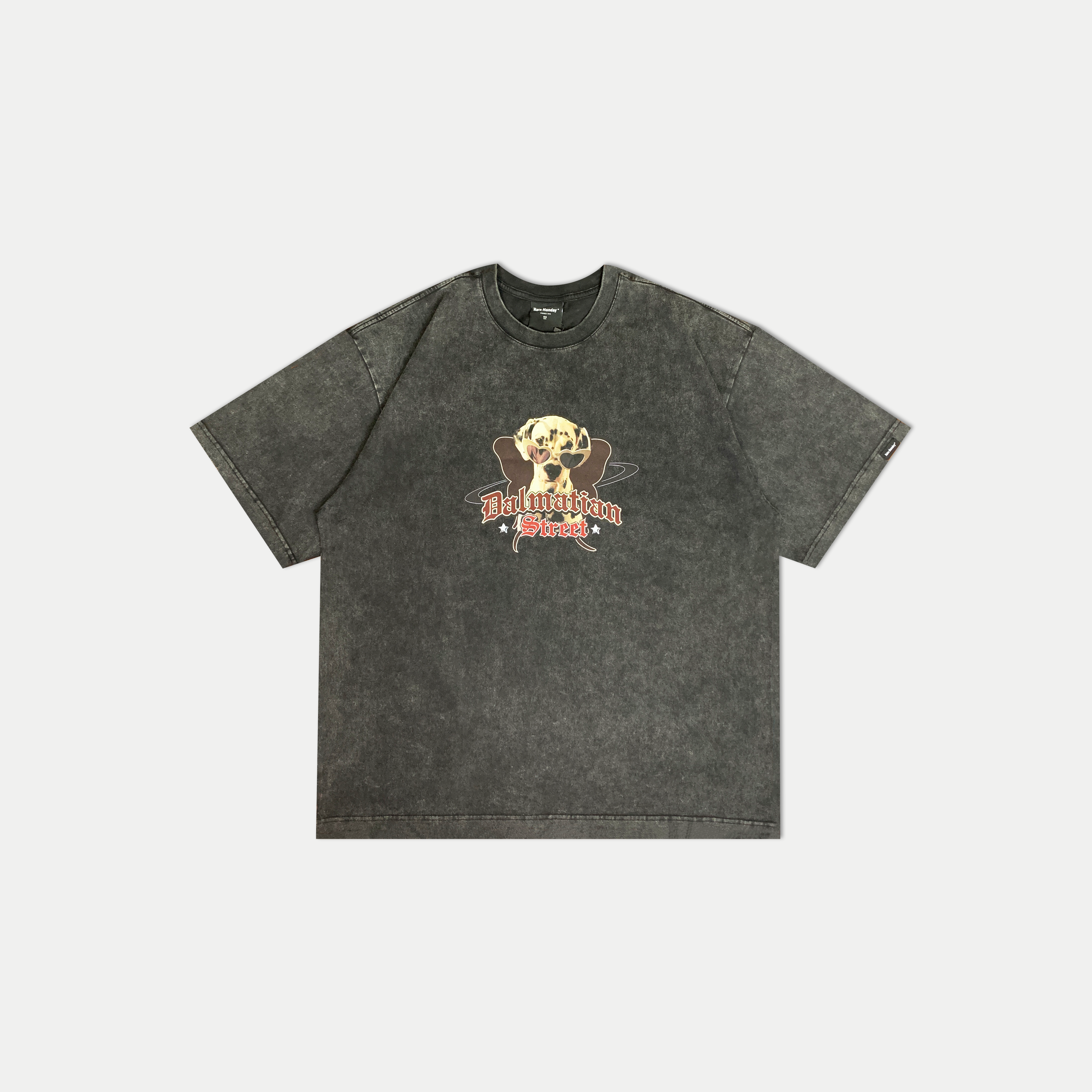 Hate Monday'' - Washed Dalmatian street Graphic T-Shirt